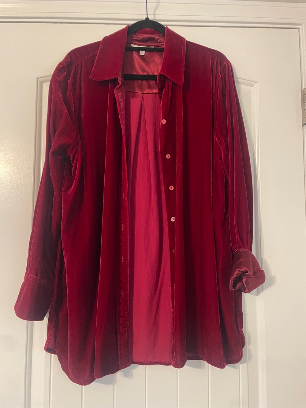 John Mark Red Velvet Button-Down Shirt